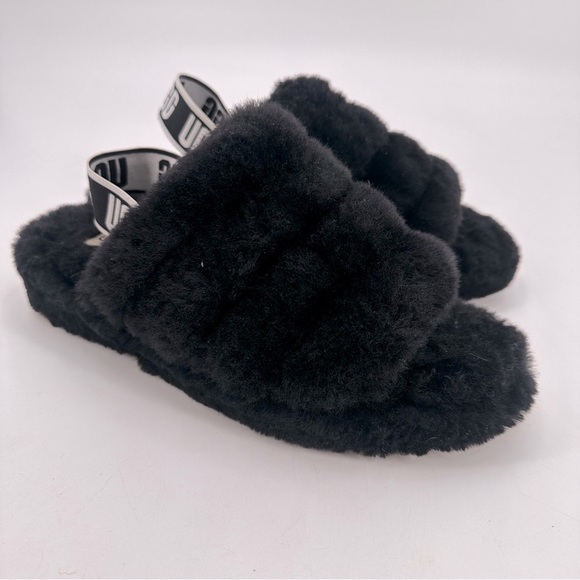 UGG Fluff Yeah Black Slides Slippers Size 9 - Picture 1 of 7